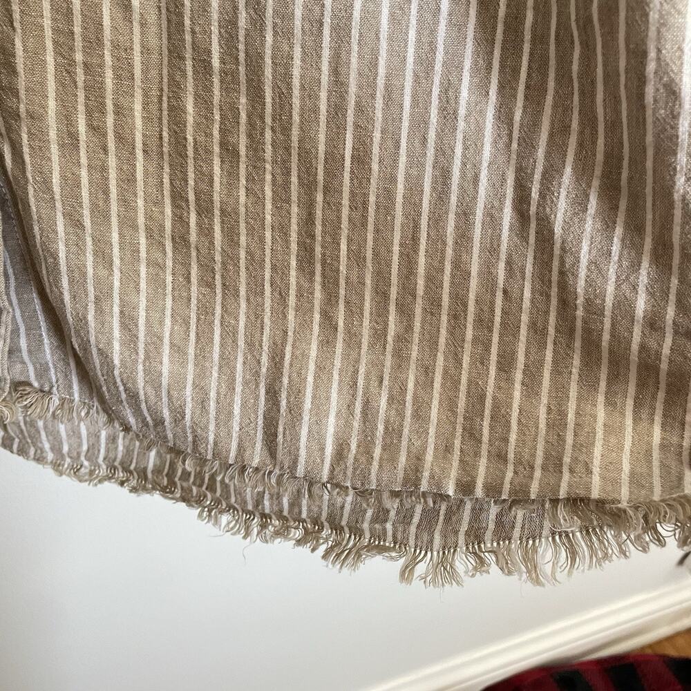 Beach Lunch Lounge Shirt Dress Medium Taupe Stripe Linen Blend Sleeveles… - Picture 3 of 7